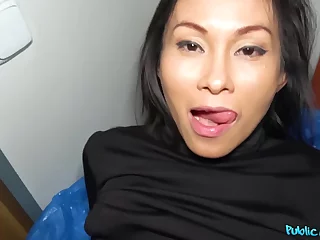 Skinny Asian teen Suzie Q gets fucked in WC