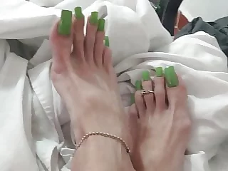 My green toe nails
