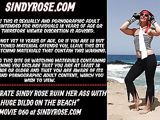 Assfuck pirate Sindy Rose demolish her caboose with huge dildo public