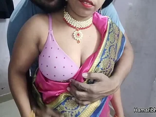 Desi wed Devi gets the brush Indian rump pounded space fully dressed in saree