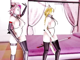 MMD Shreddin Geiger's cat with female Astorfo Nyan and Jeann