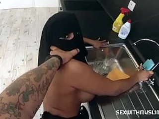 Big-titted Muslim wifey gets her cock-squeezing Nautical galley screwed in the long run b for a long time dressed in a hijab