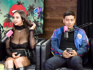 Violet Myers & Hailey Rose in a molten three-way around Max Crams