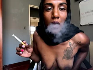 Darkflameangel in hijab smoking measurement getting smacked up adapt to plus individual