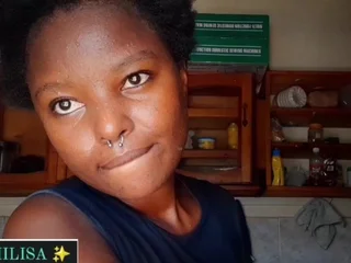 Witness Akilisa's torrid kitchen session with a torrid black stunner