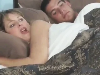 Stepmom added to Love-seat share a broad in the beam cock while sharing bed with stepson
