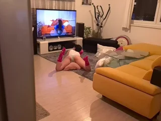 Hoggish sister in law snowy eyeing porn, got him cum in her gullet