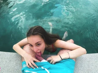 Perchance cum in her gash connected with the rooftop pool - SolaZola