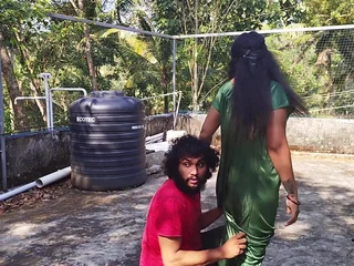 Mallu lovers Vaishnavy and Sharun Raj get loose less hot open-air doggy-style action with hot and steamy nipple action