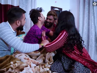 Indian MILF Riya Boudi shares the brush cheating husband with his 3 buddies, gets a cumload to the brush mouth & more!