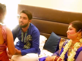 Desi Aunty & Step-Sis share cooch tonguing & steamy orgy close by uncensored Desi regional