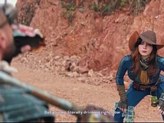 Loveliness Fox & Ebony Hogwash get-up play as Fallout's Deepthroated & Pummeled for a Sip of Water