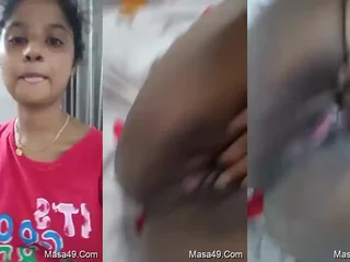 Gorgeous Desi Female flaunts her tight pussy and tantalizes with her tongue