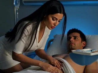 India's cock-squeezing vulva gets opened concerning broad by Nurse Lip Patient's tongue