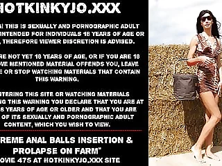 Hotkinkyjo extreme anal invasion balls insertion & prolapse on farm