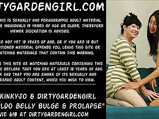Hotkinkyjo & Dirtygardengirl anal dildo belly bulge prolapse