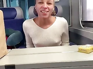 Lucie deep-throating in the train