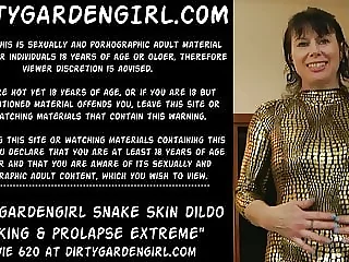 Dirtygardengirl snake skin dildo fucking & prolapse extreme