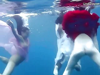 Tenerife underwater swimming with hot dolls